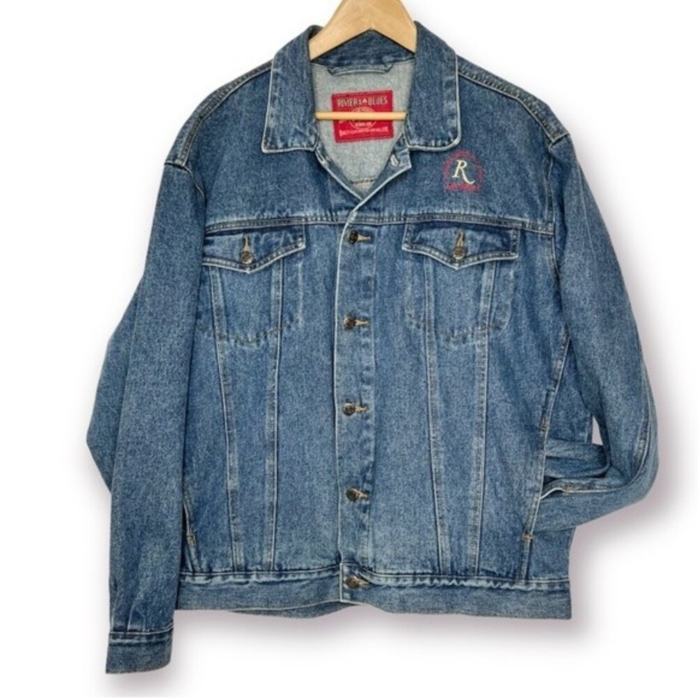80s 90s Vintage Las Vegas Trucker Jacket Riviera Hotel Men's Large Jean Jacket